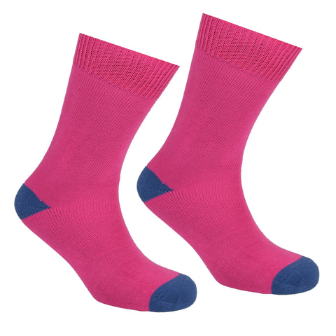 Cotton Heel and Toe Socks Pink and Blue