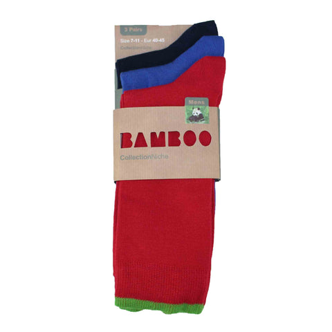 MEN'S 100% BAMBOO GREEN CONTRAST SOCKS - 3 PACK