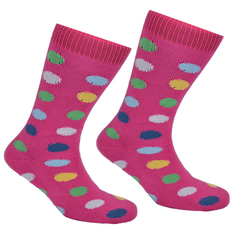 Cotton Large Polka Dot Socks Pink