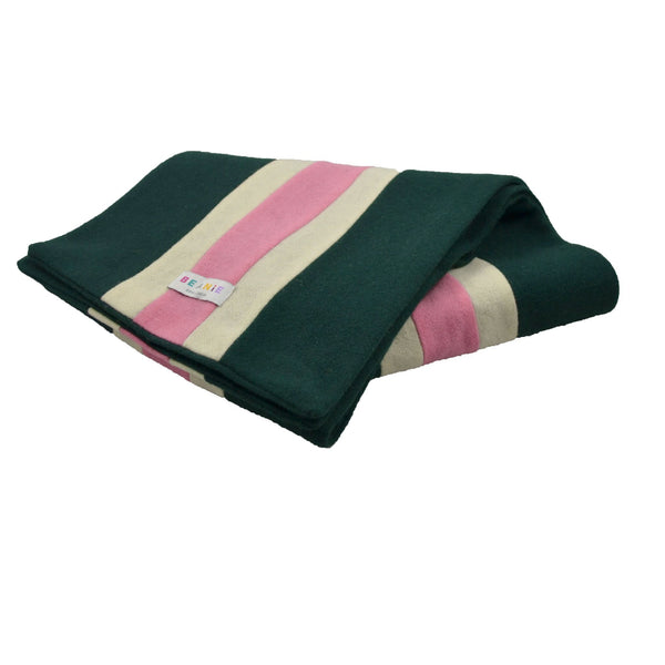 100% Wool Scarf Uni-Sex Green White and Pink