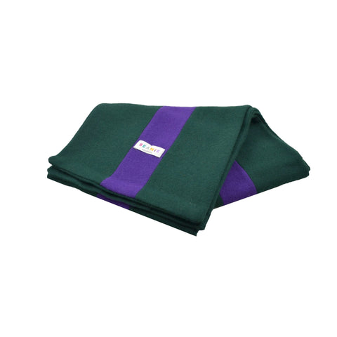 100% Wool Scarf Uni-Sex Green and Purple