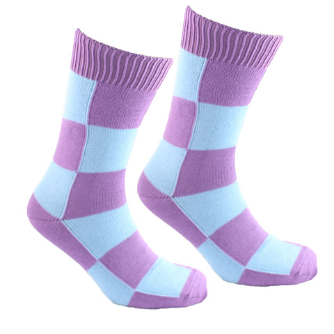 Square Purple and Sky Blue Socks