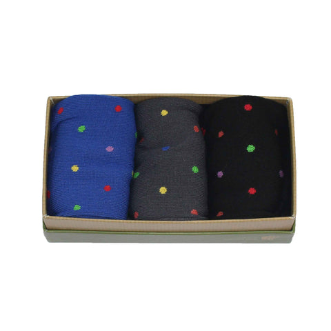 Men's Bamboo Sock Gift Box - Royal Small Dot Socks