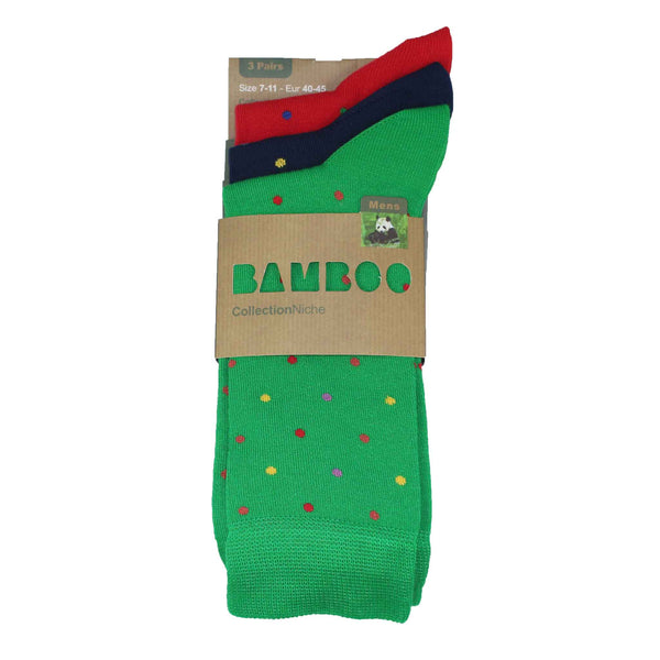 Spotty Red, Navy and Green Socks.