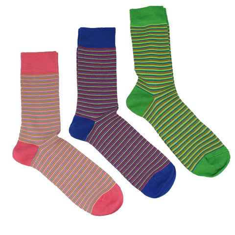 MEN'S 100% BAMBOO FINE STRIPE SOCKS - 3 PACK