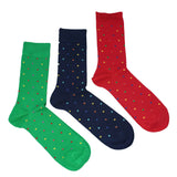 Spotty Red, Navy and Green Socks