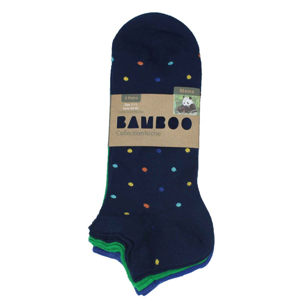 Men's 100% Bamboo Trainer Socks - Navy Small Dot