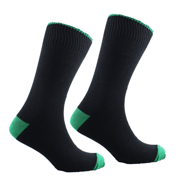Men's Black Sock with Green tip and toe