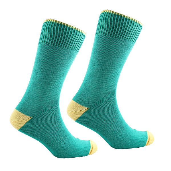 Men's Green Sock with yellow tip and toe