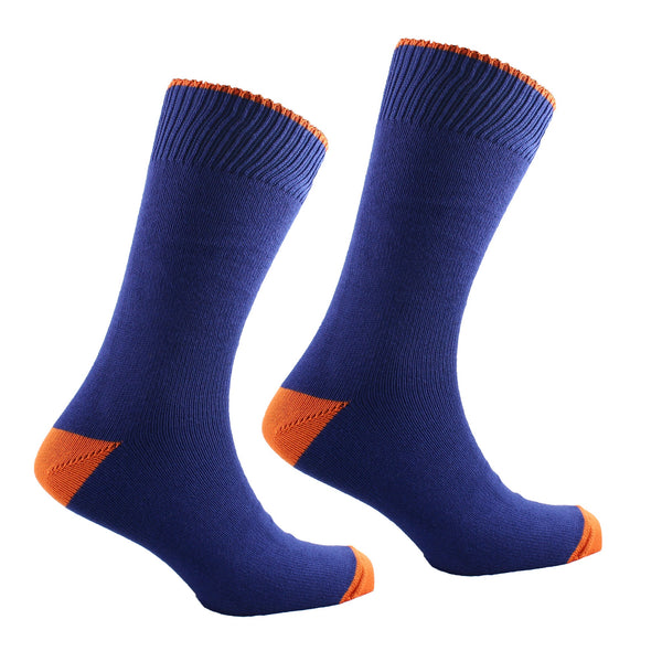 Men's Blue Sock with Orange tip and toe