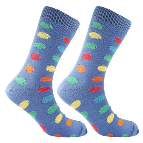 Cotton Large Polka Dot Sock Blue 