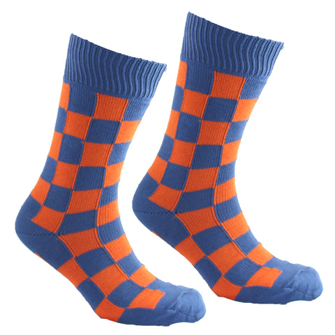 Orange and Blue Square Socks