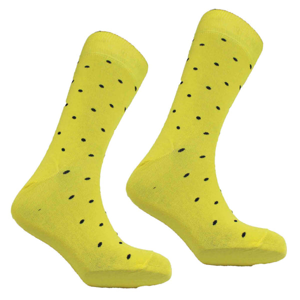 MEN'S SMALL DOT SOCKS - LEMON/NAVY
