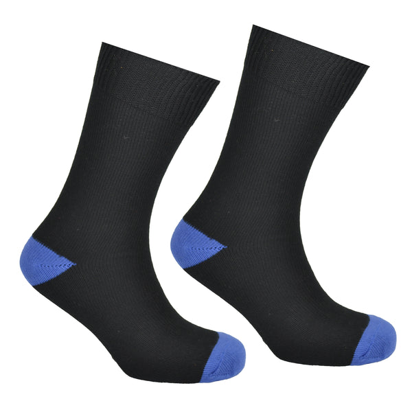 Cotton Heel and Toe Socks Black and Blue