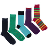 MEN'S 100% BAMBOO PLAIN SOCKS - Multi Colour - 5 PAIR PACK