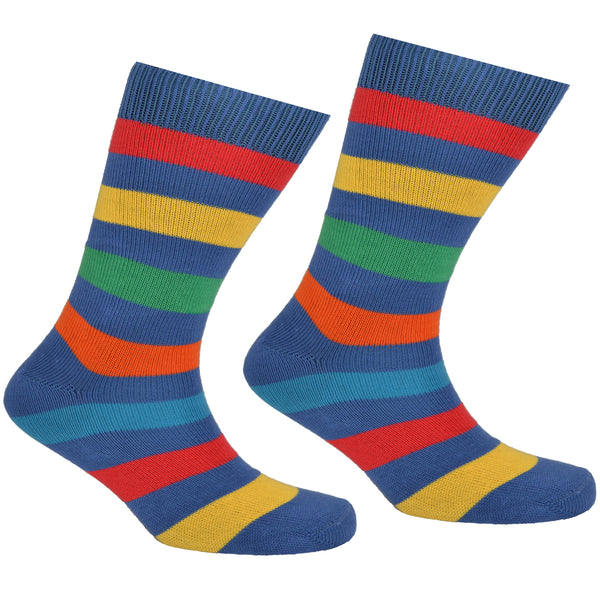 Cotton Multi Striped Socks Blue