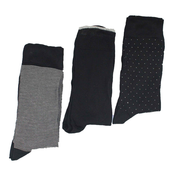 Men's 100% Mercerised Cotton Nigel Hall Gift Box Socks - Black/Ecru