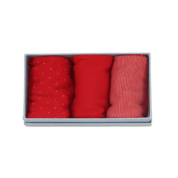 Men's 100% Mercerised Cotton Nigel Hall Gift Box Socks - Red/Ecru