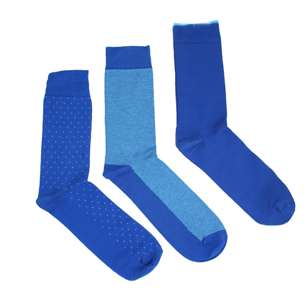 Men's 100% Mercerised Cotton Nigel Hall Socks - Royal/Sky