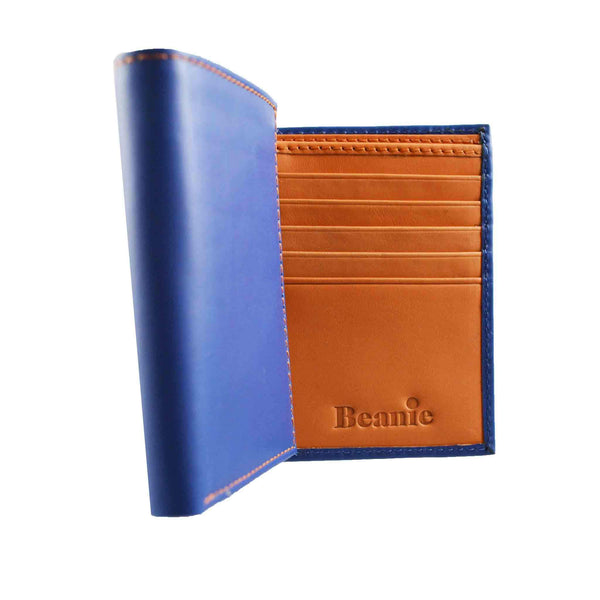 Three-Folding Wallet in Blue and Orange