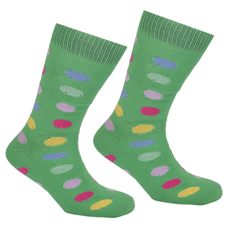 Cotton Large Polka Dot Sock Green