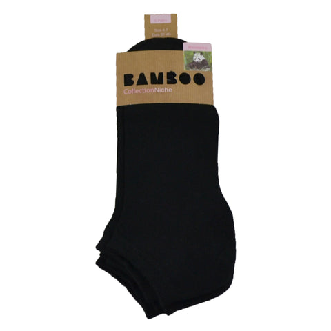 Women's 100% Bamboo Trainer Socks - Plain Black