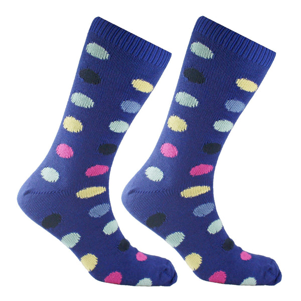 Cotton Large Polka Dot Sock Navy Blue