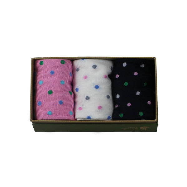 Women's Bamboo Gift Box Pink White and Black Polka Dots