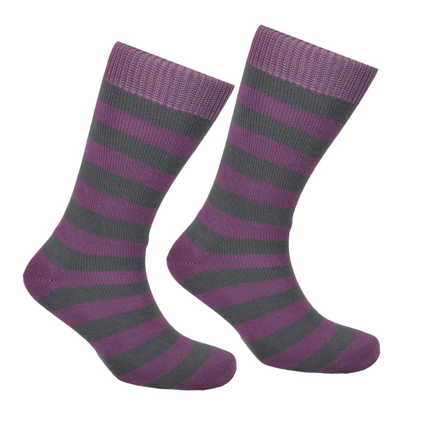 Cotton Striped Socks Purple and Grey