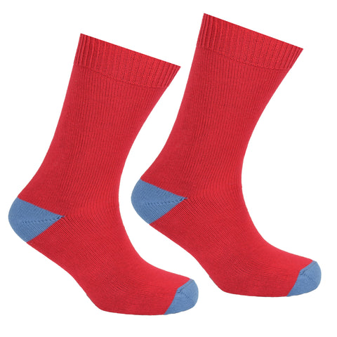 Cotton Heel and Toe Socks Red and Grey