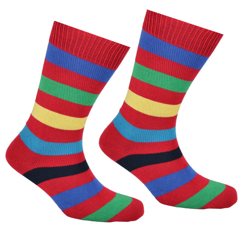 Cotton Multi Striped Socks Red