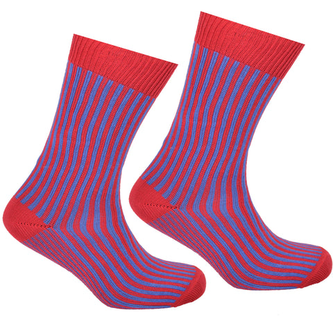 Cotton Striped Socks Red and Blue