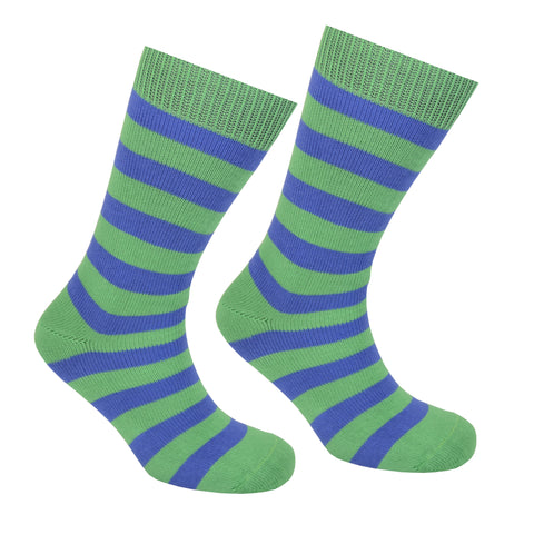 Cotton Striped Socks Green and Blue