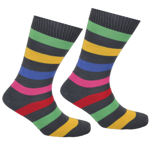 Cotton Multi Striped Socks Grey