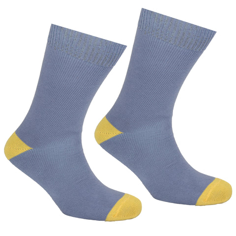 Cotton Heel and Toe Socks Grey and Yellow