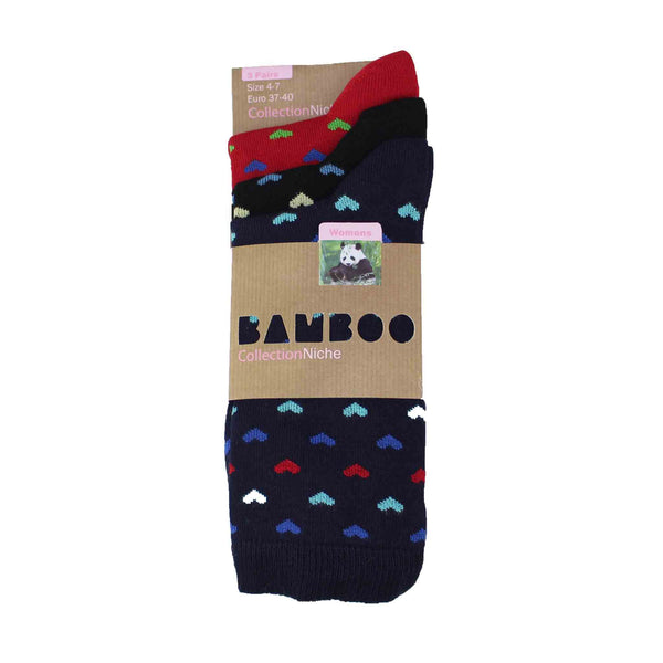 Women's 100% Bamboo Hearts Socks - 3 pack