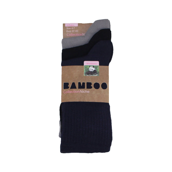 Women's 100% Bamboo Ribbed Socks - 3 pack