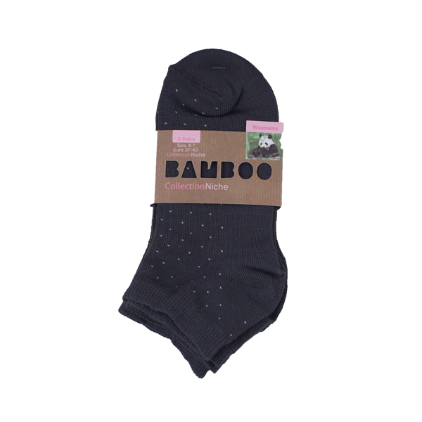 Women's 100% Bamboo Trainer Socks - Grey Pin Dots